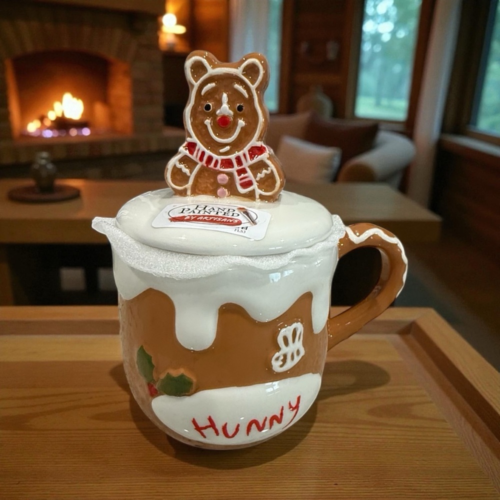 Disney Winnie the Pooh hand painted mug with lid